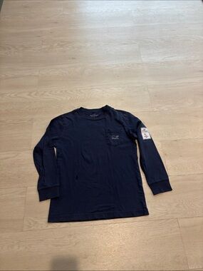 Vineyard Vines Kids Long-Sleeve Pocket Tee in Navy